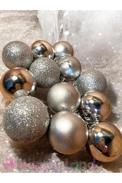 Christmas Tree Decoration 4 Cm Silver Ball 24 Pieces Silver Colored Cici Ball