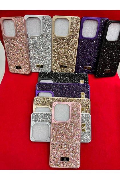 Xiaomi Redmi 13C Compatible Glitter Full Stone Silicone Phone Cover (Case) Pink