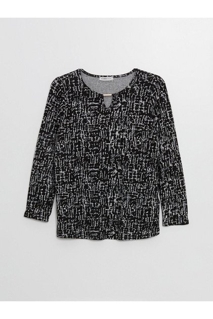 Lcw Grace Crew Neck Patterned Long Sleeve Women's Blouse (W4)