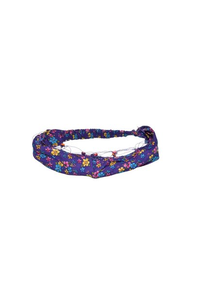 Elastic Parachute Bandana Floral Beaded Purple
