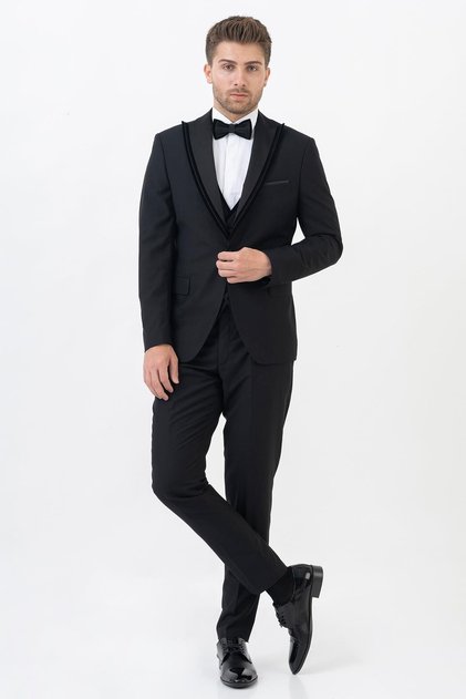 Guadalajara D114 Slim Fit Groom Suit Black