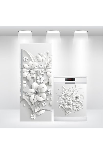 Buzdolabı Ve Bulaşık Makinesi Kapak Kendinden Yapışkanlı Folyo Kaplama 3d Çiçek