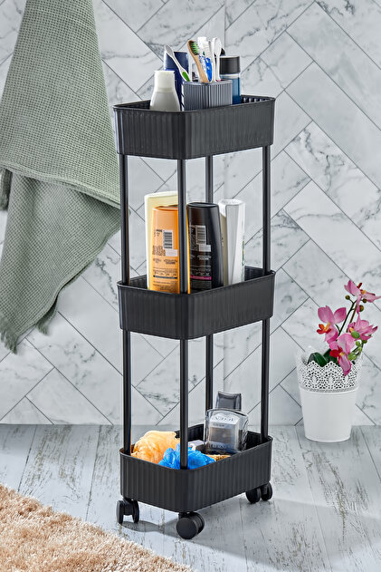 Hwh-Easy 3-Tier Multi-Purpose Shelf Bathroom and Kitchen Organizer (with Wheels)
