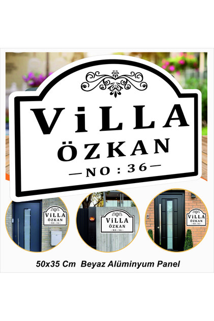 Villa - Site - Bina - Apartman Tabelası Isim Tabela 35x50 Alüminyum Beyaz