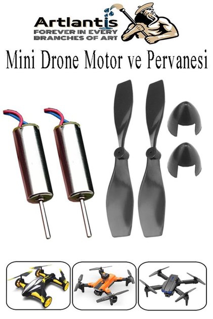 Drone Motoru VE Pervanesi 2 Adet Dc Mini Dron Motor Yüksek Hızlı Çekirdeksiz Pervane Kanatı Deney Ok