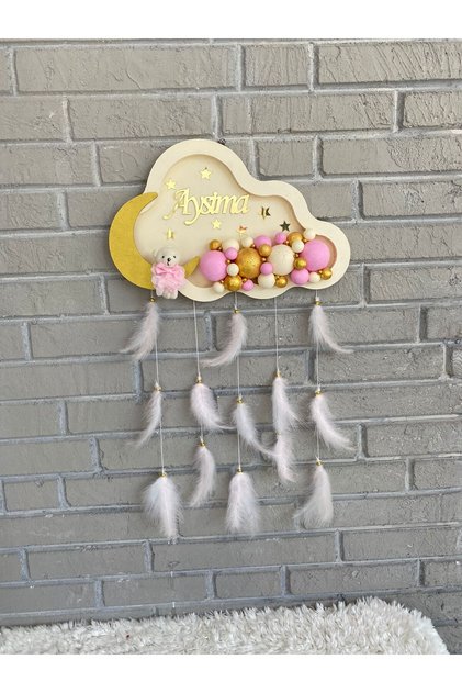 40 cm Ledli Bulut Bubble Bebek Kapı Süsü Kişiye Özel El Işi Bebek Kapı Süsü