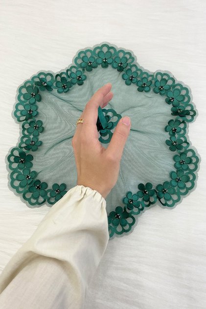 Green Bride Groom Handkerchief, Shiny Stone Detailed Wedding Halay Bridesmaid Promise Engagement Henna Circumcision Bride Handkerchief
