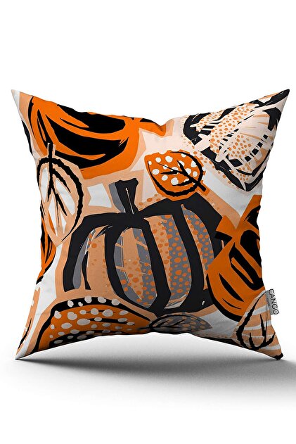 Orange Halloween Pumpkin Patterned Digital Printed Throw Pillow Cover Cgh755