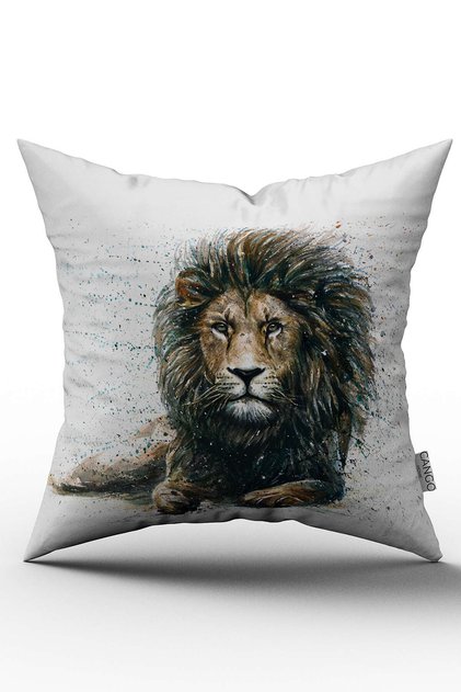 Double Sided Brown Lion Figured Digital Printed Throw Pillow Cover - Otyk614-ct