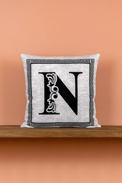 Double Sided Digital Printed Letter Throw Pillow Cover Letter N