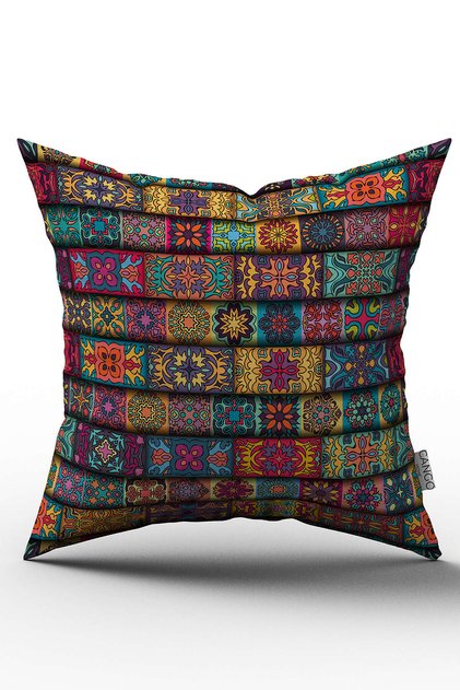 Yellow Multicolor Retro Vintage Digital Printed Throw Pillow Cover - Otyk047