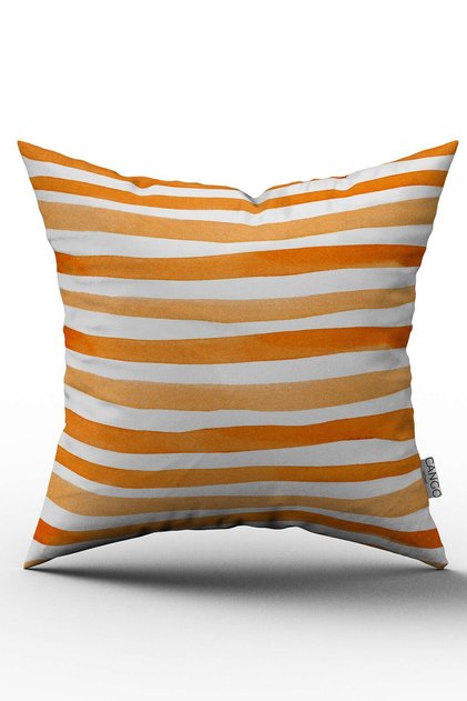 Double Sided White Orange Striped Throw Pillow Pillow Case - Cgh152-ct