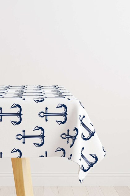 White Navy Blue Anchor Patterned Desktop Cgh270-ms