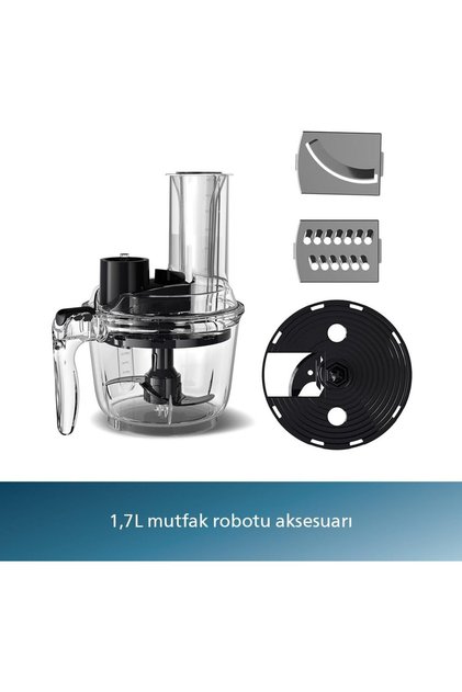 HR2695/01 Blender Seti 5000 Serisi, 1200W, 0,5L Kapasiteli 1,7L Mutfak Robotu Aksesuarı