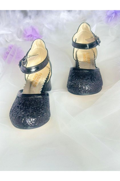 Flat Back, Glittery Front, Heeled Children's Shoes