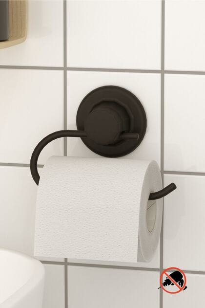 Drilling Is Not Allowed! Vacuum, Adhesive Toilet Paper Holder, Wc Paper Hanger Matte Black Dm239