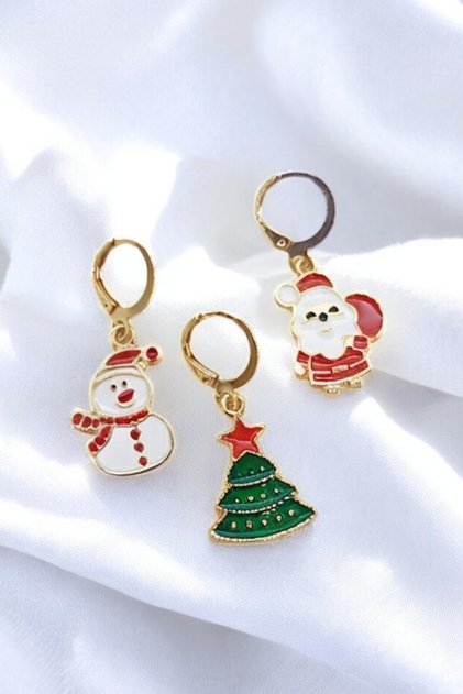 Set of 3 New Year Christmas Themed Earrings