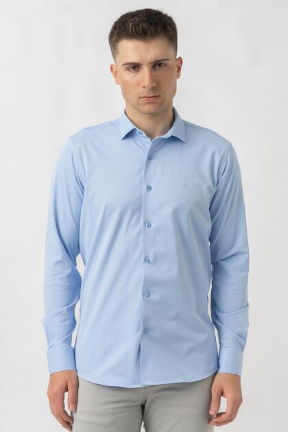 Aarberg G2424 Regular Fit Cotton Lycra Shirt Blue