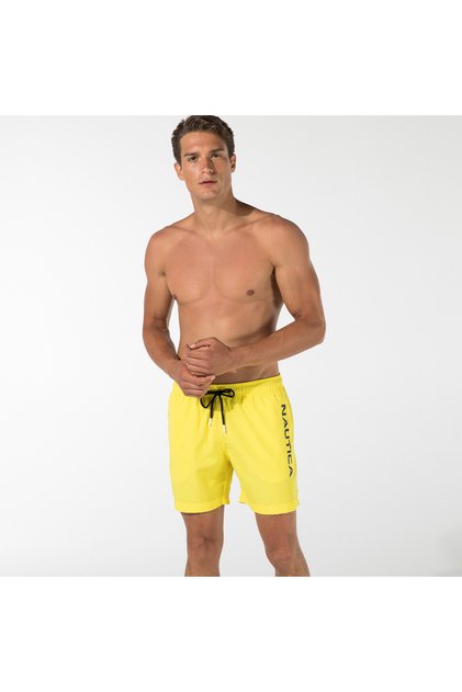Erkek Sarı Regular Fit Deniz Şortu