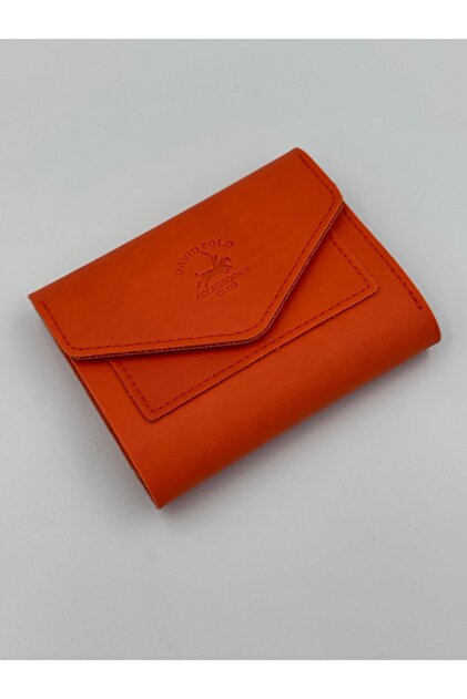 Women's Orange Envelope Model Multi-Compartment Mini Size Quality Soft Wallet