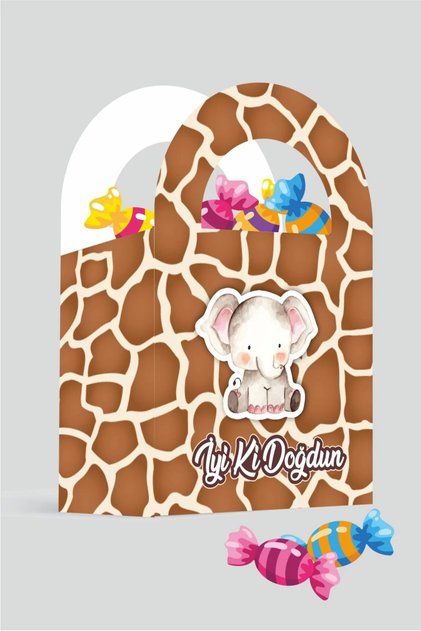 Safari Pastel Themed Mini Bag 12x7 Cm *Pack of 8