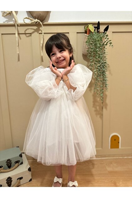 azecekids White Balloon Sleeves Tulle 100% Cotton Lined Long Sleeve Girls Birthday Dress Tutu Girls Evening Dresses- Trendyol azecekids White Balloon Sleeves Tulle 100% Cotton Lined Long Sleeve Girls Birthday Dress Tutu Girls Evening Dresses- Trendyol