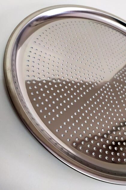 Stainless Steel Pizza Tray, Perforated Lahmacun and Pizza Pan, Oven Tray (36 cm)