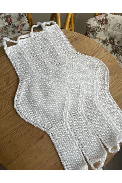 1 Adet Beyaz Siirt Mardin Lifi El Örgüsü Sert Lif 55x20 cm