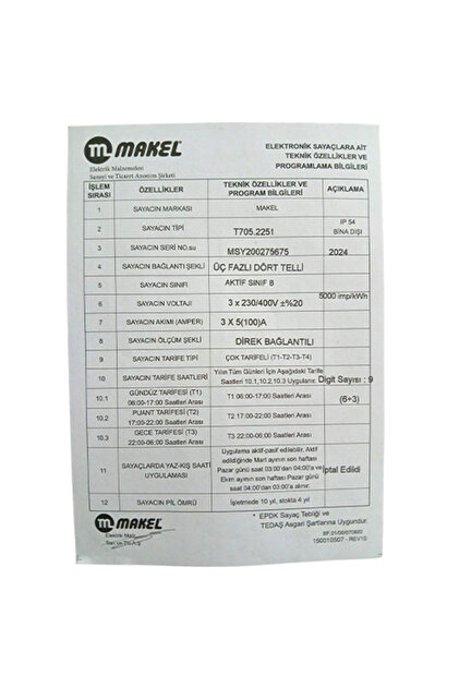 MAKEL Trifaze Elektrik Sayacı - Fiyatı, Yorumları