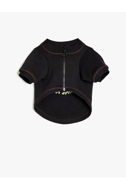Crew Neck Zippered Raised Dog Sweatshirt