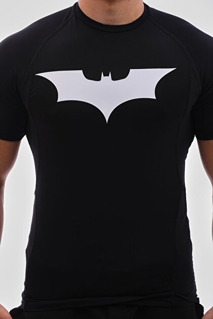 YHM Erkek Compression Tişört Batman Baskılı Siyah Spor Body