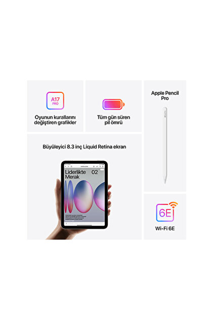 Apple MXN63TU/A iPad Mini 7 128 GB Wifi Tablet Uzay Grisi - Fiyatı