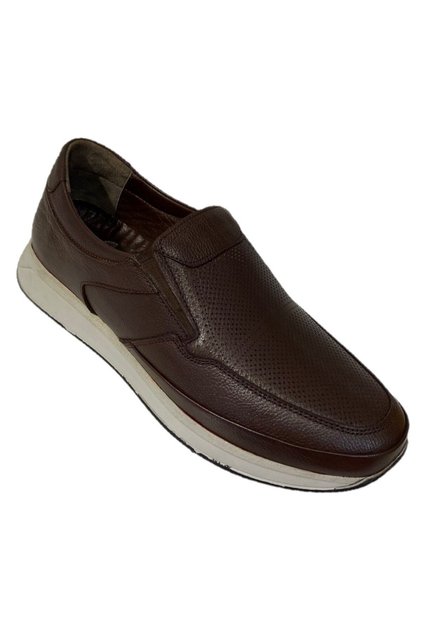 Men's Brown Genuine Leather Laceless Casual Shoes Light Sole Orthopedic 205