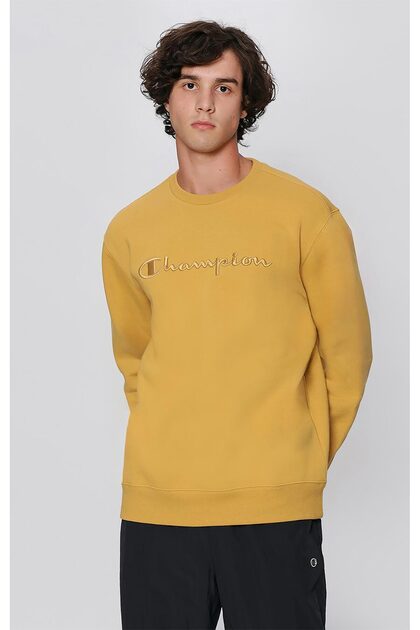 Men Sportswear Fit Long Sleeves Outdoor Sweatshirt, Mustard