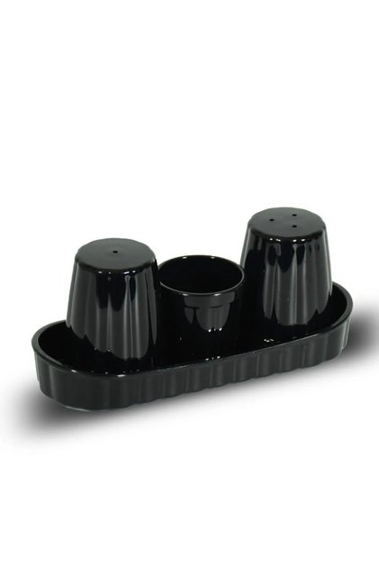 Gastroplast Salt and Pepper Shakers Set of 3 Black Polycarbonate Plastic, (Unbreakable Plastic)