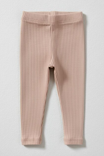 100% cotton soft texture girl's leggings beige