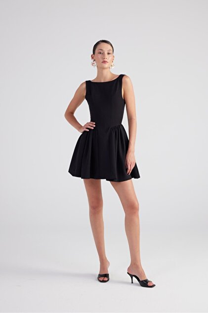 blue dress for baby girl Bleeker Boatneck Mini Dress Black main image 1