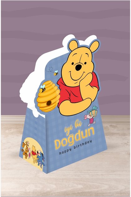 Winnie The Pooh Teması Piramit Kutu - Mini Hediyelik ( Anahtarlık, Mini Oyuncak, Şeker) 13x7x5cm *8'