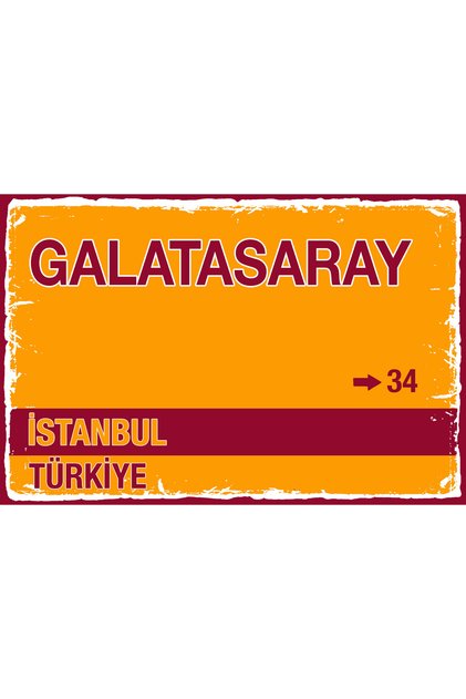 Galata Saray Istanbul Sokak Tabelası Retro Ahşap Poster