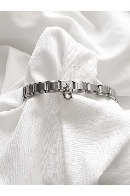 Steel Dangle g Letter Italian Charm Bracelet