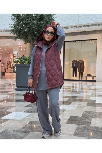 İkoll Yandan Fermuarlı spor kapitone Yelek