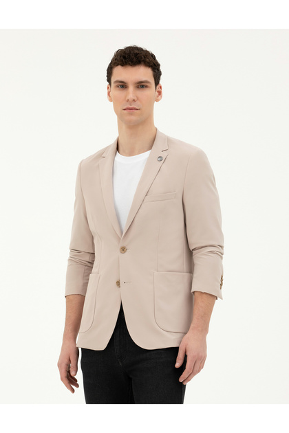 Beige Flexible Fit Blazer Jacket 50287775-Vr011