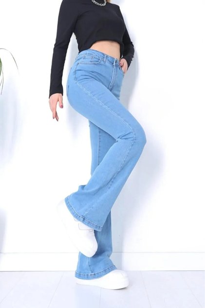 Sophio Light Blue Super-High Waist Spanish Leg Jean Flare Women's Recovery Lycra Jeans Pants