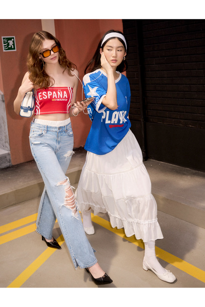 Strapless Crop Top Printed Slim Fit