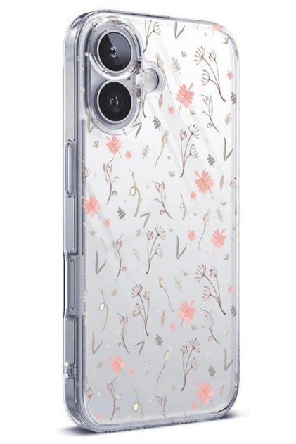 Transparent Silicone Case with Patterned (Camera Protection) Compatible with iPhone 16 Plus