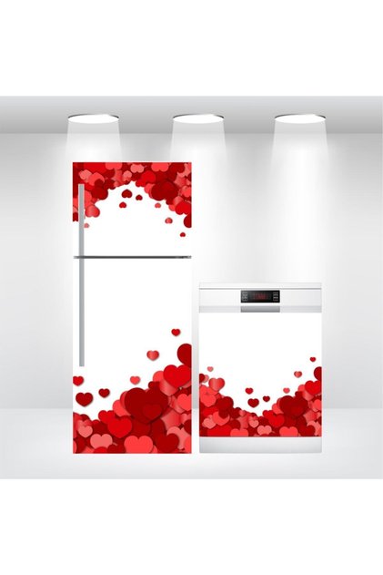 Refrigerator and Dishwasher Door Self Adhesive Sticker Foil Covering Hearts