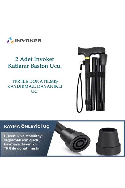 Katlanır Baston Ucu Tpr Li Baston Ucu Kaydırmaz Dayanıklı Baston Lastiği 2 Adet