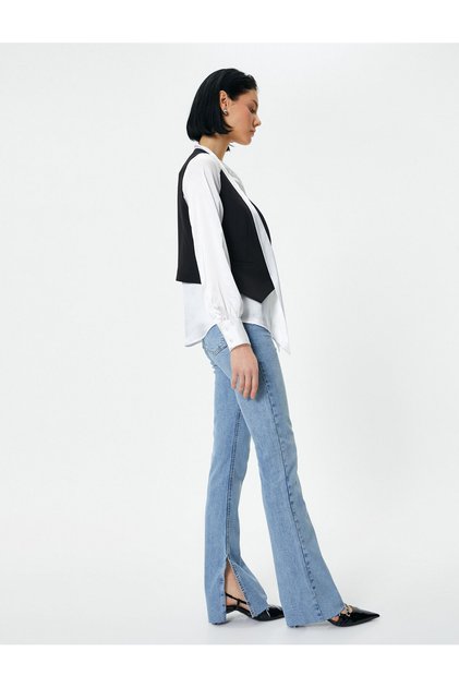 Spanish Style Flare Jeans with Slit Detail, Slim Fit, Standard Waist - Flare Slim Jeans