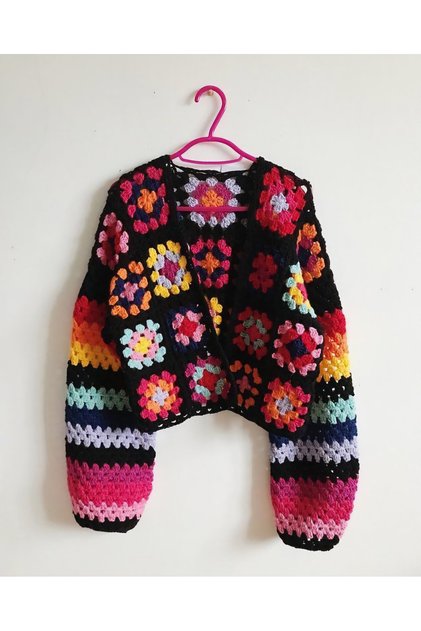 Motif Crochet Cardigan for Women, Hand Knitted Cardigan, Trend Cardigan