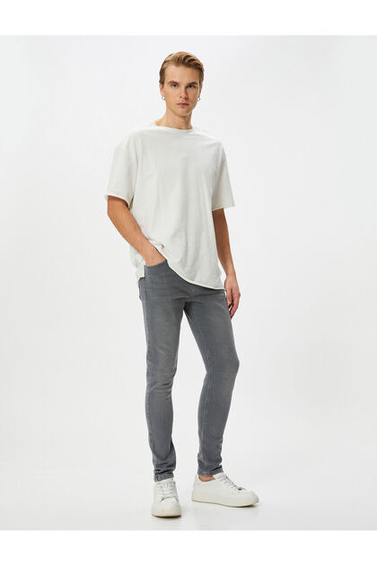 4sam40017nd 027 Gri Erkek Pamuk Denim Pantolon